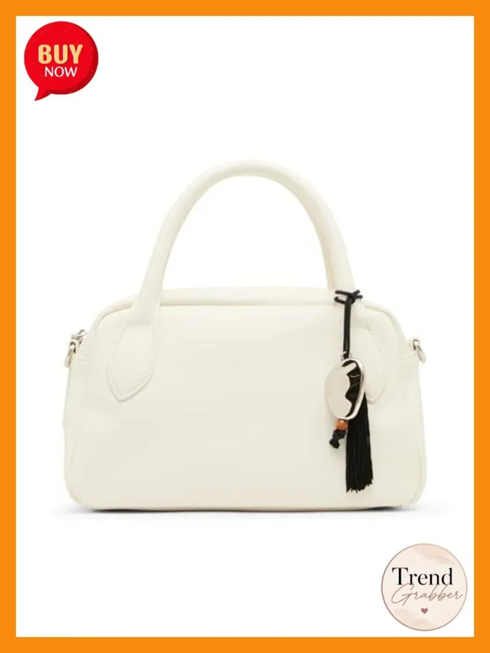 Faux Leather Satchel with Crossbody Strap, Zipper Closure, Top Handle